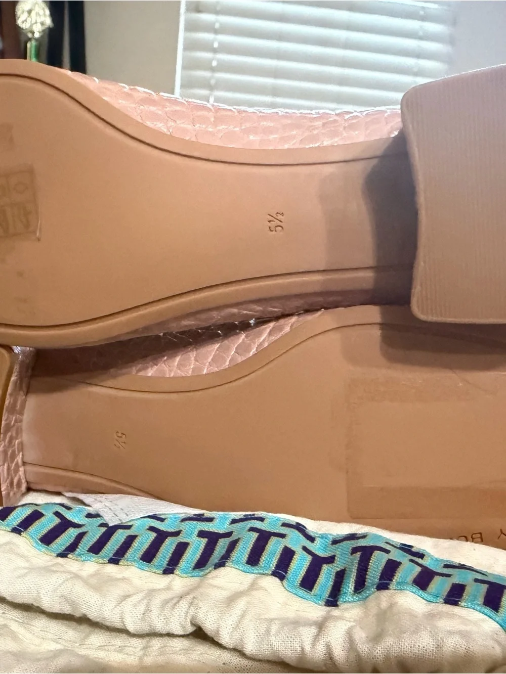 Tory Burch Blush Quilted Leather Ballet Flats with Logo Plaque